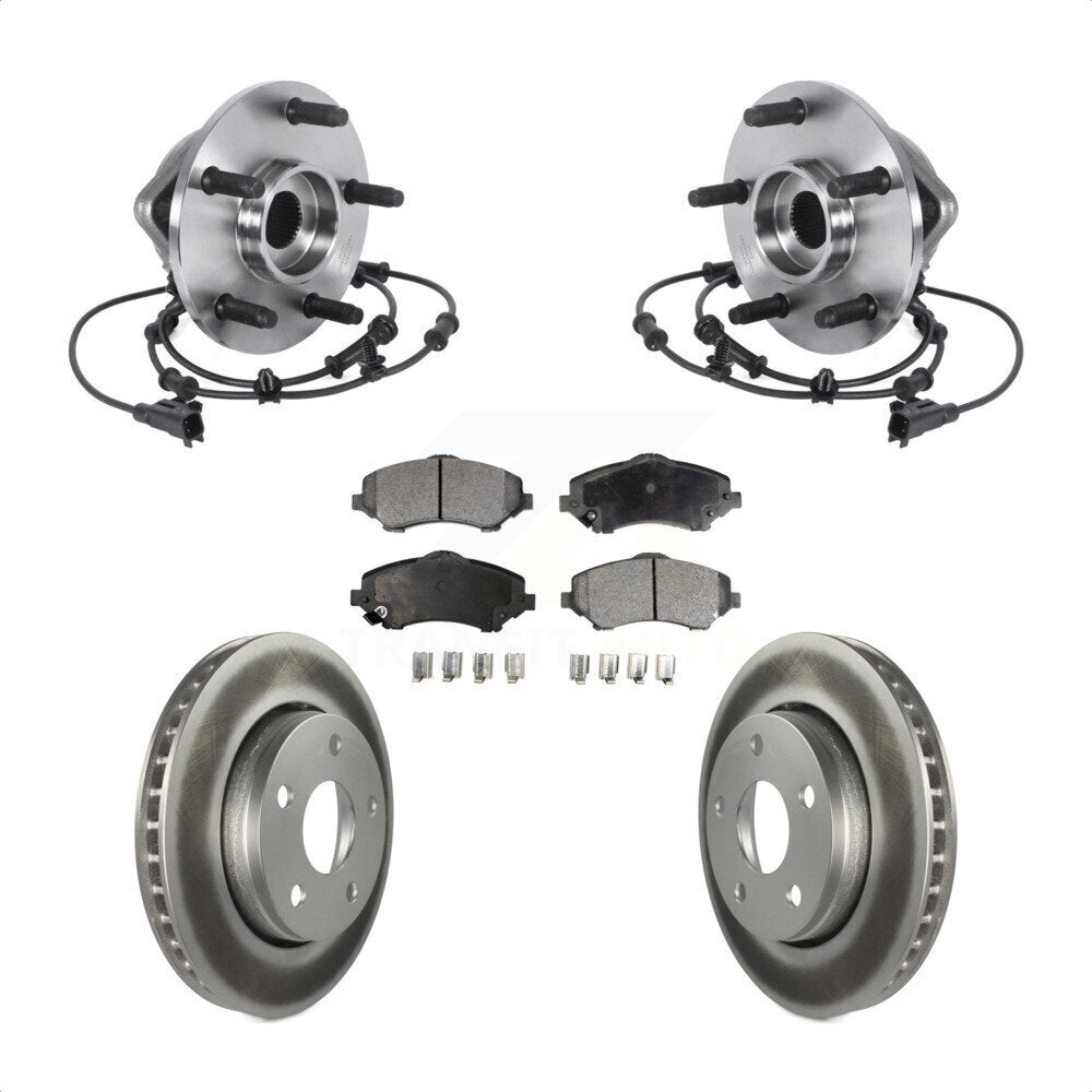 Front Hub Bearing Assembly Coated Disc Brake Rotors And Pads Kit For Jeep Wrangler KBB-113761