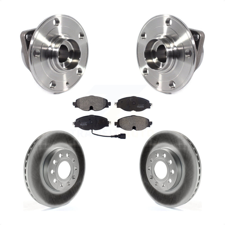 Front Hub Bearing Assembly With Coated Disc Brake Rotors And Semi-Metallic Pads Kit For Volkswagen Jetta Golf SportWagen Audi A3 KBB-113764