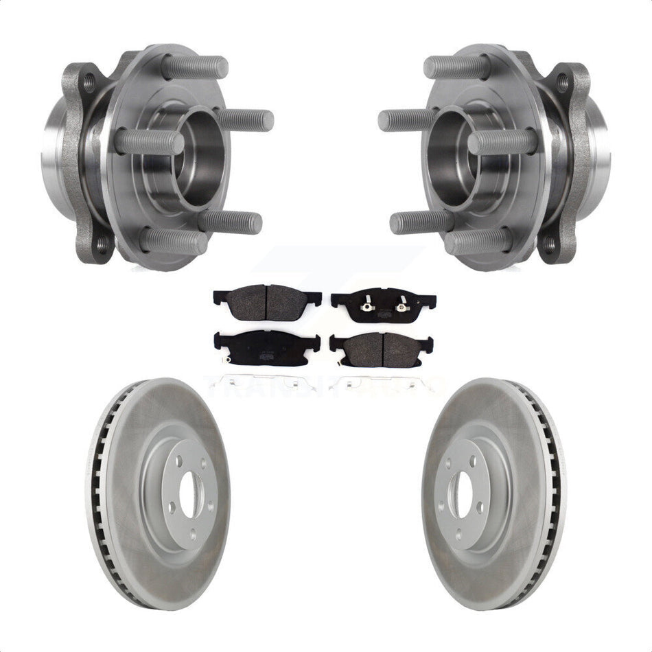 Front Hub Bearing Assembly With Coated Disc Brake Rotors And Semi-Metallic Pads Kit For 2018 Lincoln Continental 316mm Diameter Rotor KBB-113766
