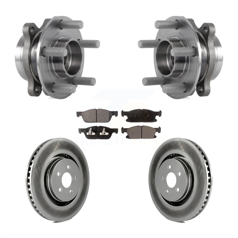 Front Hub Bearing Assembly With Coated Disc Brake Rotors And Semi-Metallic Pads Kit For Ford Edge Lincoln MKX Nautilus KBB-113767