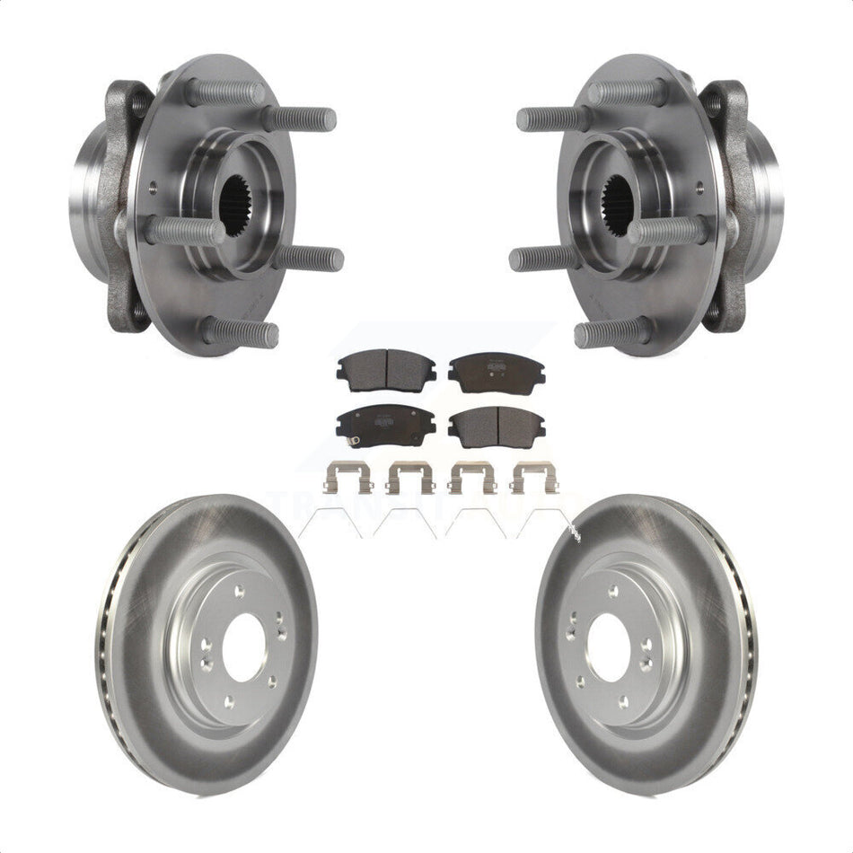 Front Hub Bearing Assembly With Coated Disc Brake Rotors And Semi-Metallic Pads Kit For 2017-2020 Hyundai Elantra 1.6L KBB-113778