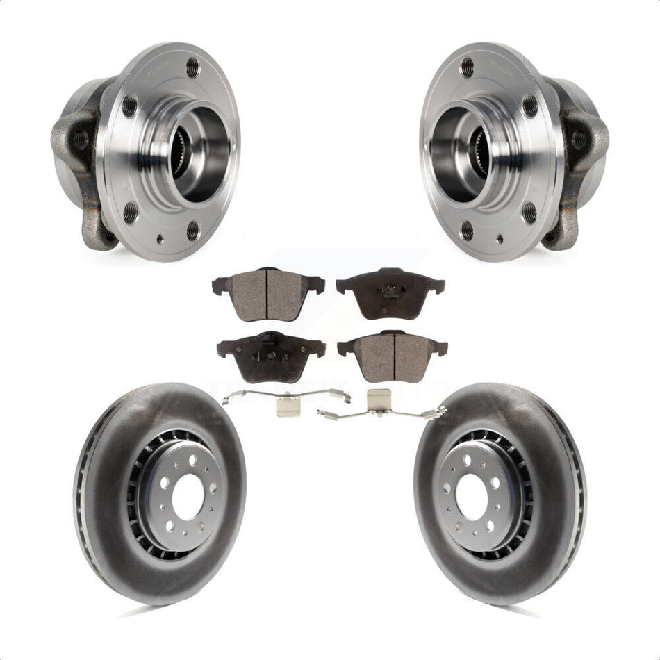 Front Hub Bearing Assembly With Coated Disc Brake Rotors And Semi-Metallic Pads Kit For 2008-2014 Volvo XC90 336mm Diameter Rotor KBB-113781
