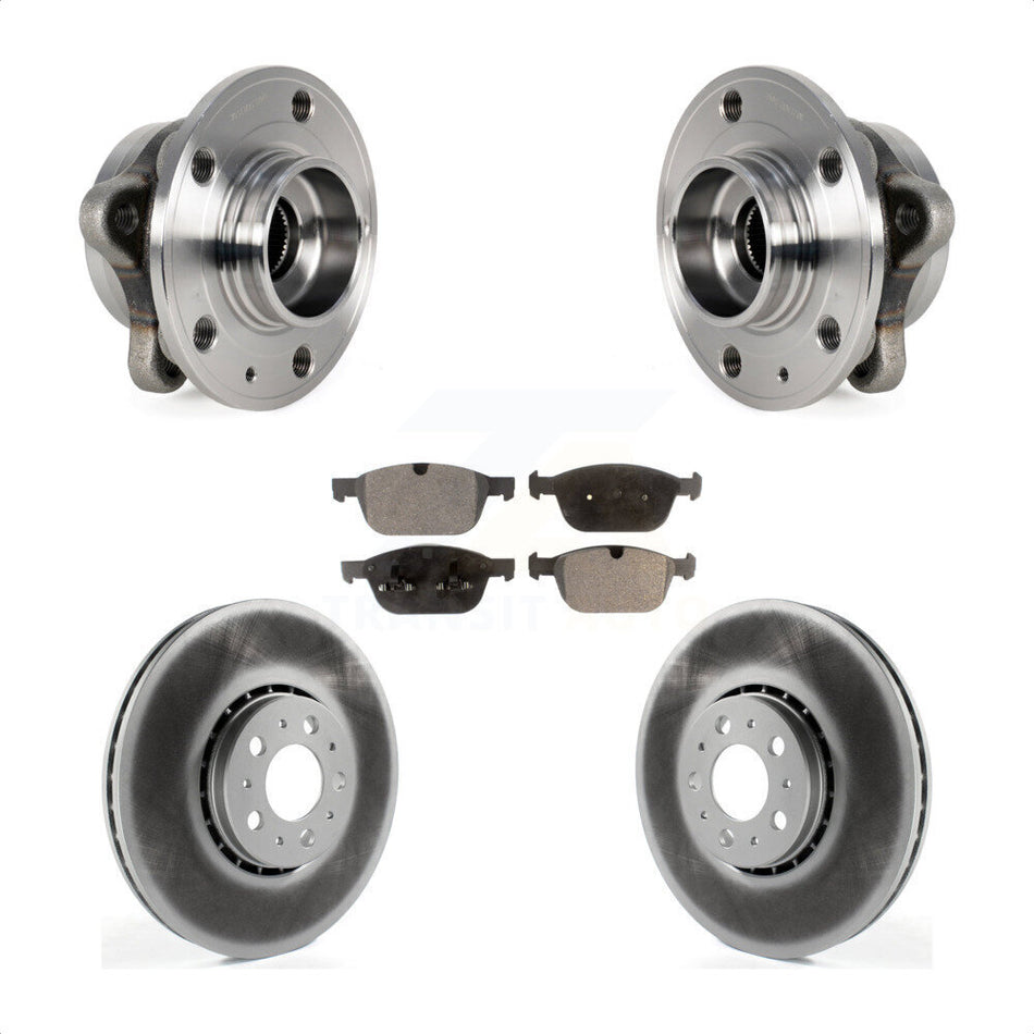 Front Hub Bearing Assembly With Coated Disc Brake Rotors And Semi-Metallic Pads Kit For 2008-2014 Volvo XC90 328mm Diameter Rotor KBB-113782
