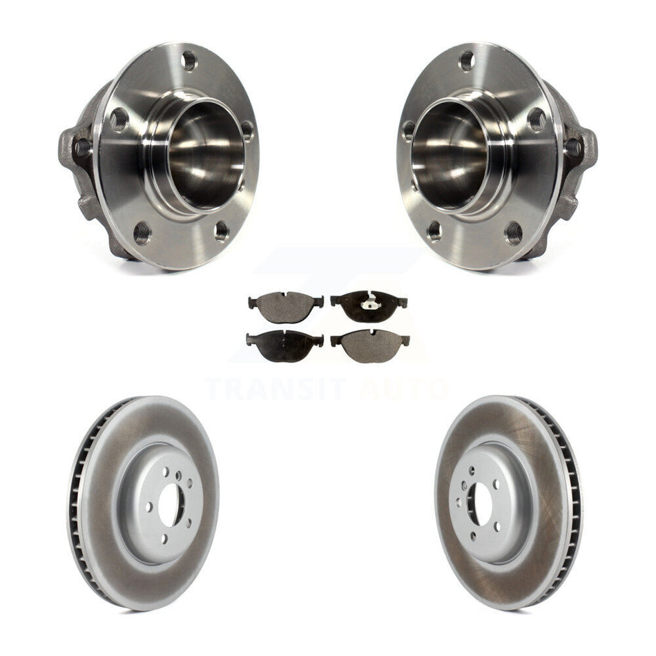 Front Hub Bearing Assembly With Coated Disc Brake Rotors And Semi-Metallic Pads Kit For BMW 750Li 750i 550i GT xDrive KBB-113790
