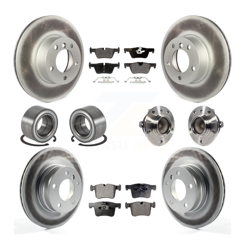 Front Rear Wheel Hub Bearings Assembly Coated Disc Brake Rotors And Semi-Metallic Pads Shoes Kit (10Pc) For BMW 328i 428i 228i 320i 328d KBB-113797