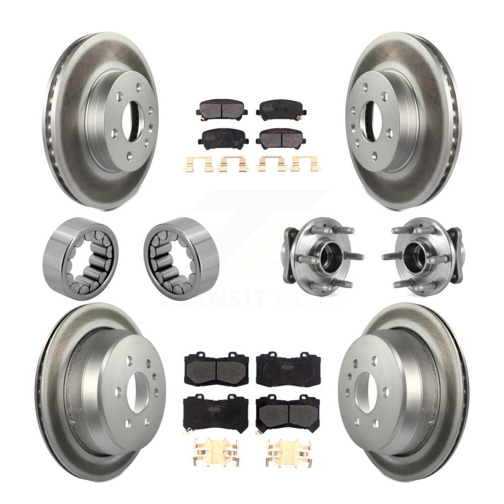 Front Rear Hub Bearing Coated Brake Rotor Pads Shoe Kit (10Pc) For Chevrolet Colorado GMC KBB-113822