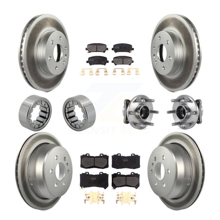 Front Rear Hub Bearing Coated Brake Rotor Pads Shoe Kit (10Pc) For Chevrolet Colorado GMC KBB-113822