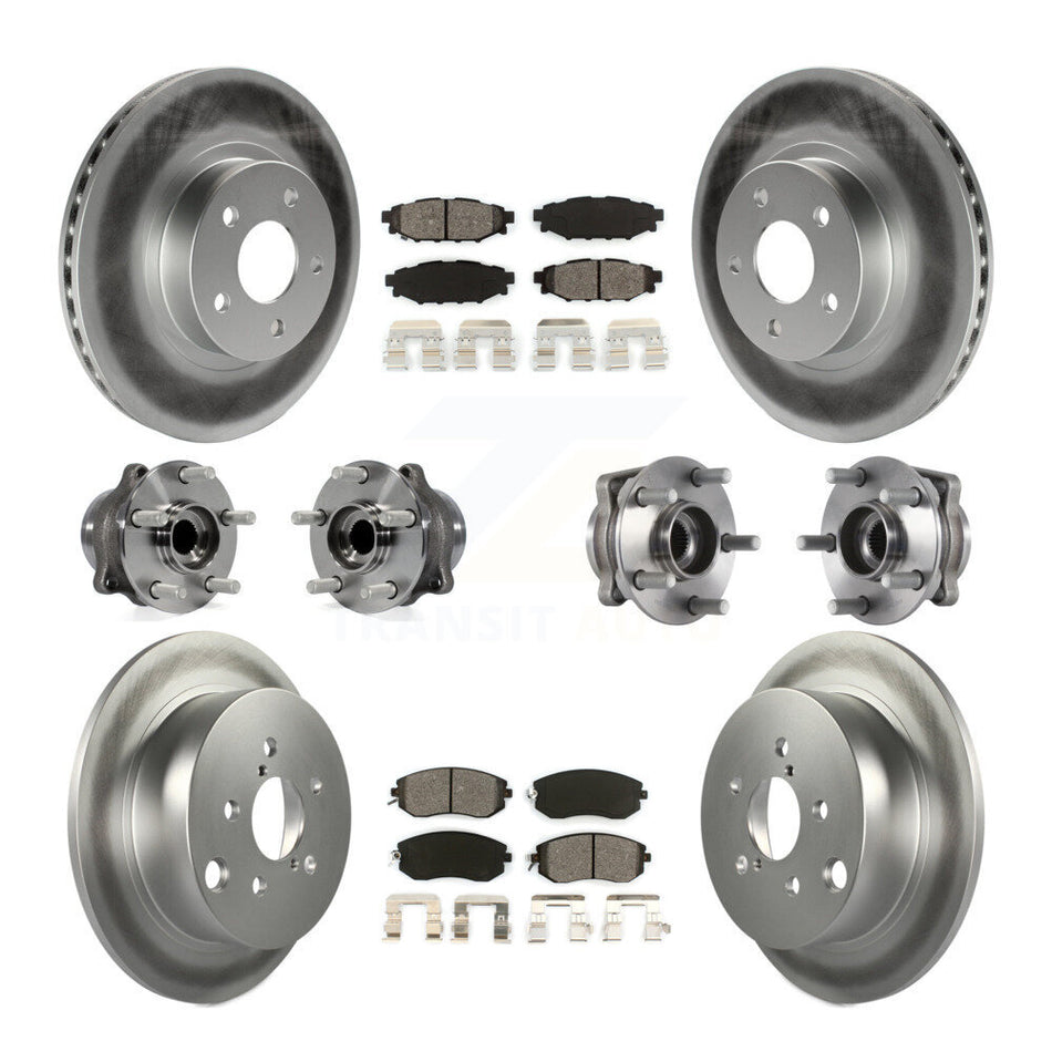 Front Rear Hub Bearings Assembly Coated Disc Brake Rotors And Semi-Metallic Pads Kit (10Pc) For Subaru Impreza KBB-113844