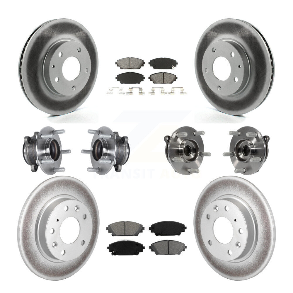 Front Rear Hub Bearings Coated Disc Brake Rotors And Pads Kit (10Pc) For Mazda 3 Sport KBB-113848