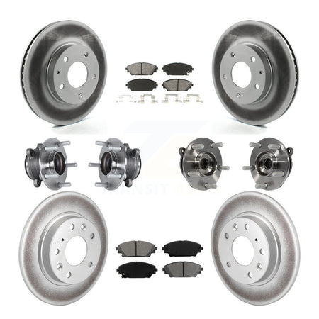 Front Rear Hub Bearings Coated Disc Brake Rotors And Pads Kit (10Pc) For Mazda 3 Sport KBB-113848