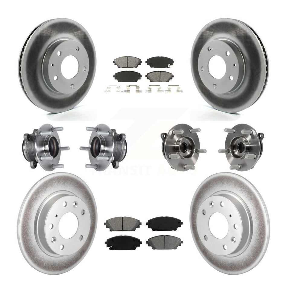 Front Rear Hub Bearings Coated Disc Brake Rotors And Pads Kit (10Pc) For Mazda 3 Sport KBB-113848