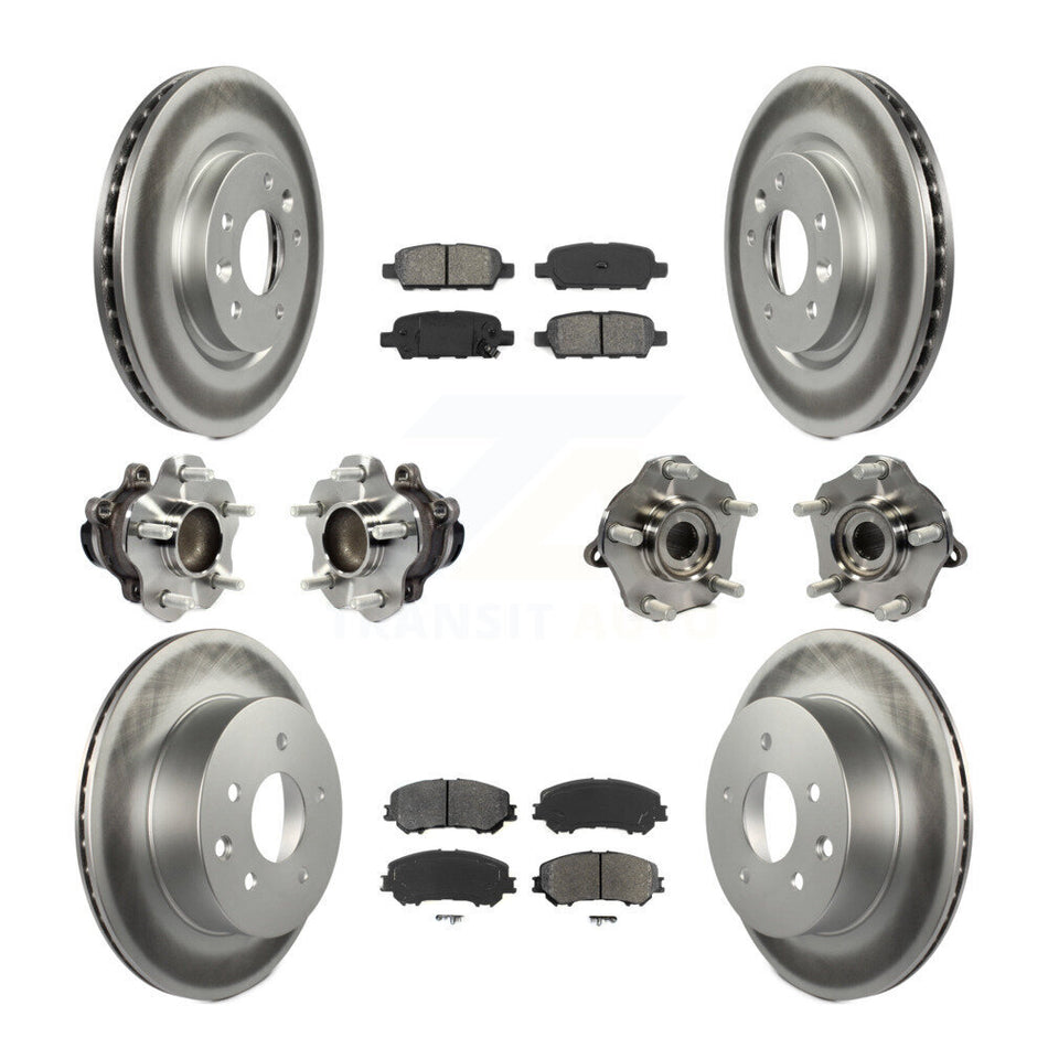 Front Rear Hub Bearings Assembly Coated Disc Brake Rotors And Semi-Metallic Pads Kit (10Pc) For Nissan Rogue Sport Qashqai KBB-113849