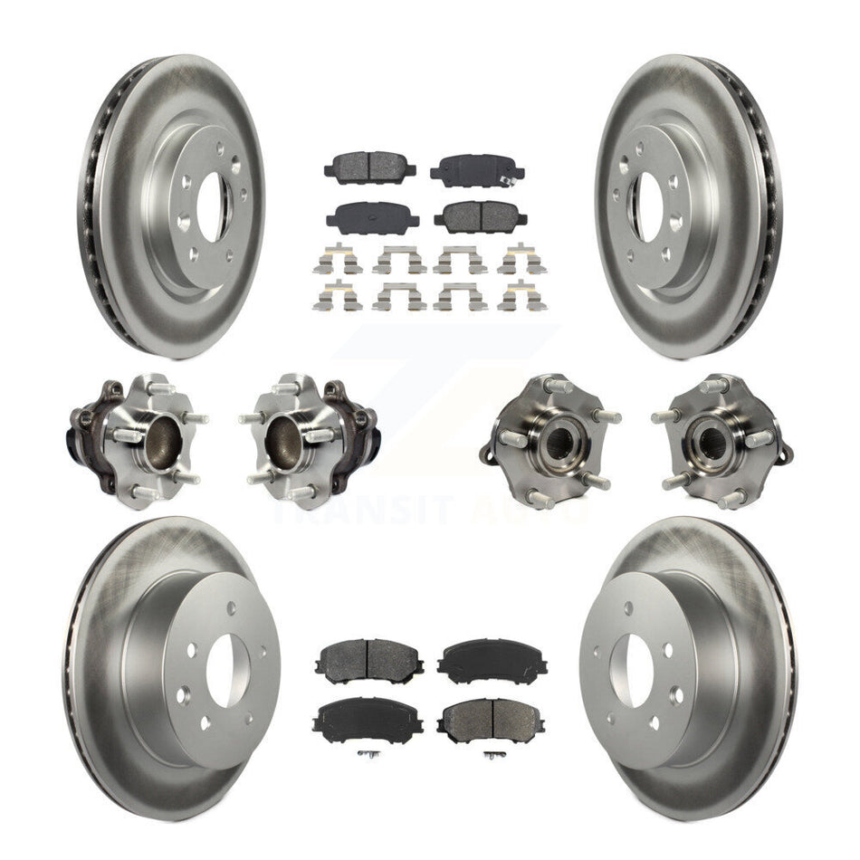 Front Rear Hub Bearings Assembly Coated Disc Brake Rotors And Semi-Metallic Pads Kit (10Pc) For Nissan Rogue Sport Qashqai KBB-113849
