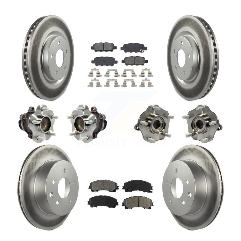 Front Rear Hub Bearings Assembly Coated Disc Brake Rotors And Semi-Metallic Pads Kit (10Pc) For Nissan Rogue KBB-113850