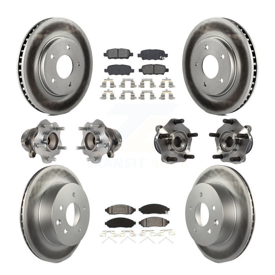 Front Rear Hub Bearings Assembly Coated Disc Brake Rotors And Semi-Metallic Pads Kit (10Pc) For Nissan LEAF KBB-113851