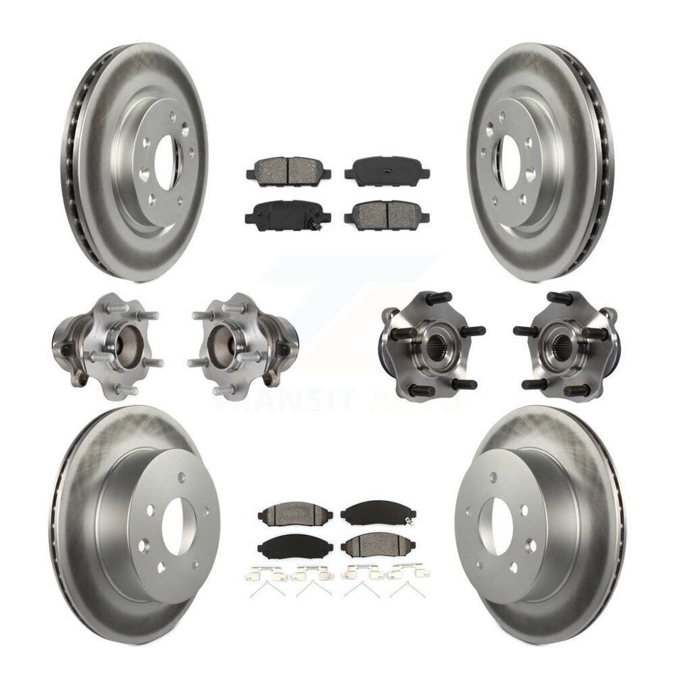 Front Rear Hub Bearings Assembly Coated Disc Brake Rotors And Semi-Metallic Pads Kit (10Pc) For 2015 Nissan LEAF Vehicles Manufactured In Japan KBB-113852