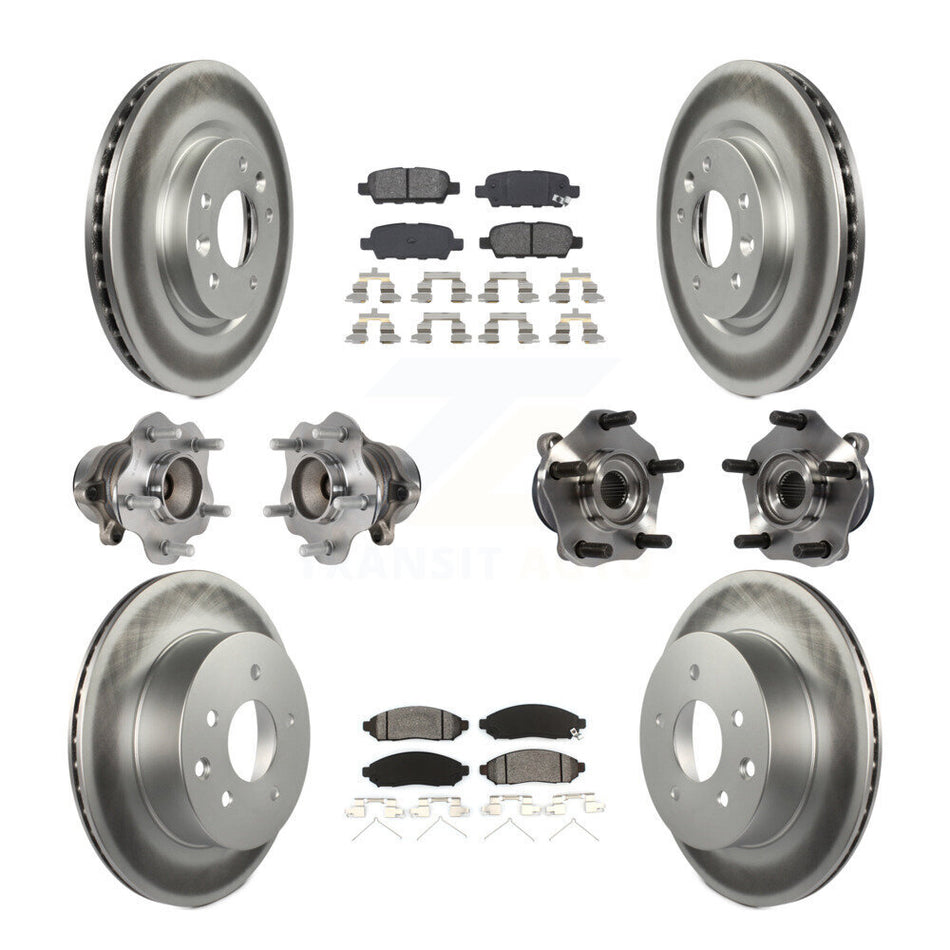 Front Rear Hub Bearings Assembly Coated Disc Brake Rotors And Semi-Metallic Pads Kit (10Pc) For 2015 Nissan LEAF Vehicles Manufactured In Japan KBB-113852