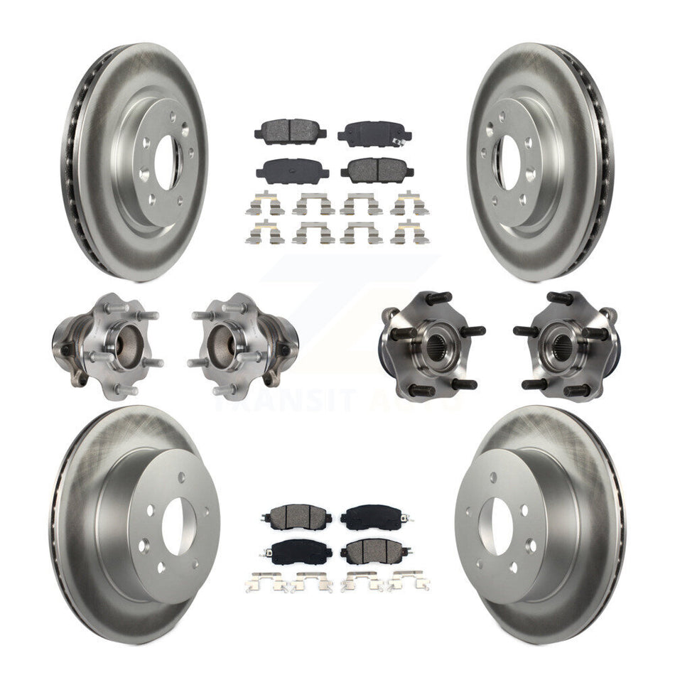 Front Rear Hub Bearings Assembly Coated Disc Brake Rotors And Semi-Metallic Pads Kit (10Pc) For Nissan LEAF KBB-113853