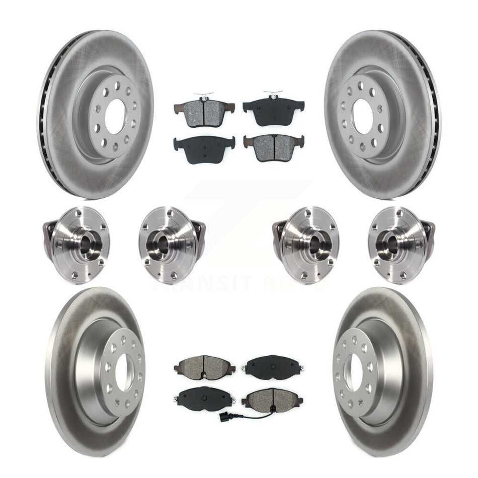 Front Rear Hub Bearings Assembly Coated Disc Brake Rotors And Semi-Metallic Pads Kit (10Pc) For Audi TT Quattro KBB-113863