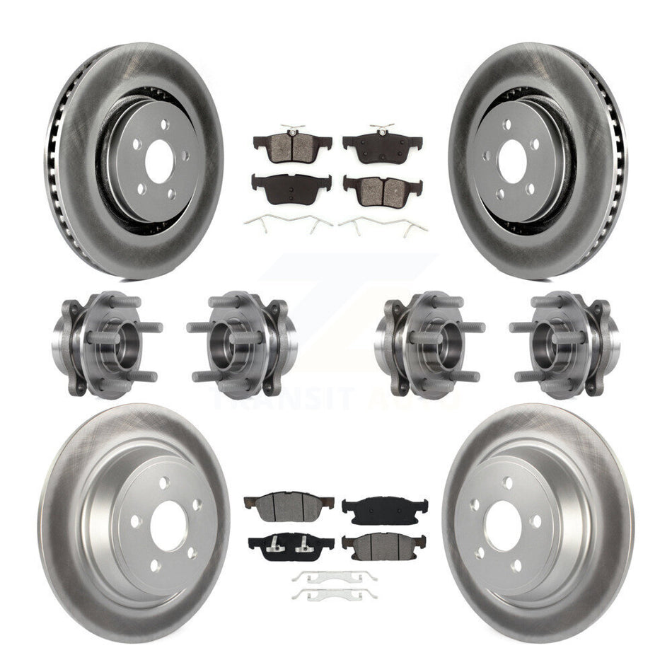 Front Rear Hub Bearings Assembly Coated Disc Brake Rotors And Semi-Metallic Pads Kit (10Pc) For Ford Edge Lincoln MKX AWD KBB-113865