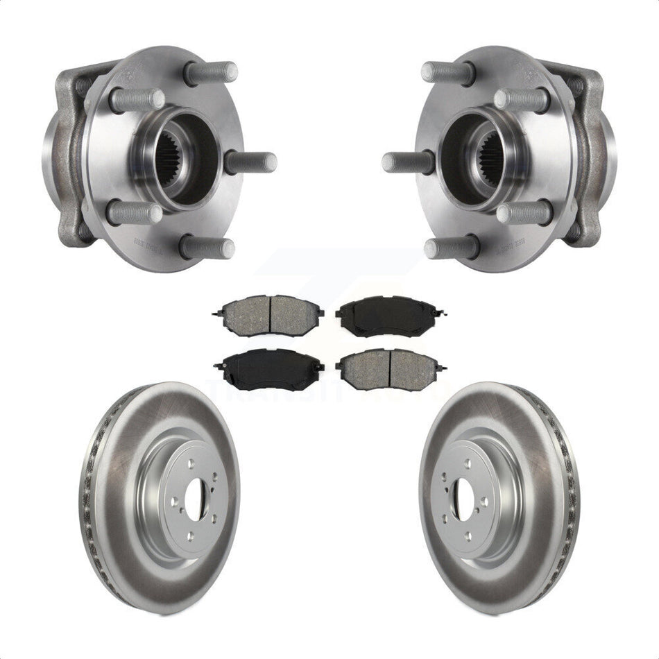 Front Hub Bearing Assembly With Coated Disc Brake Rotors And Semi-Metallic Pads Kit For Subaru Forester 2.0L KBB-113884