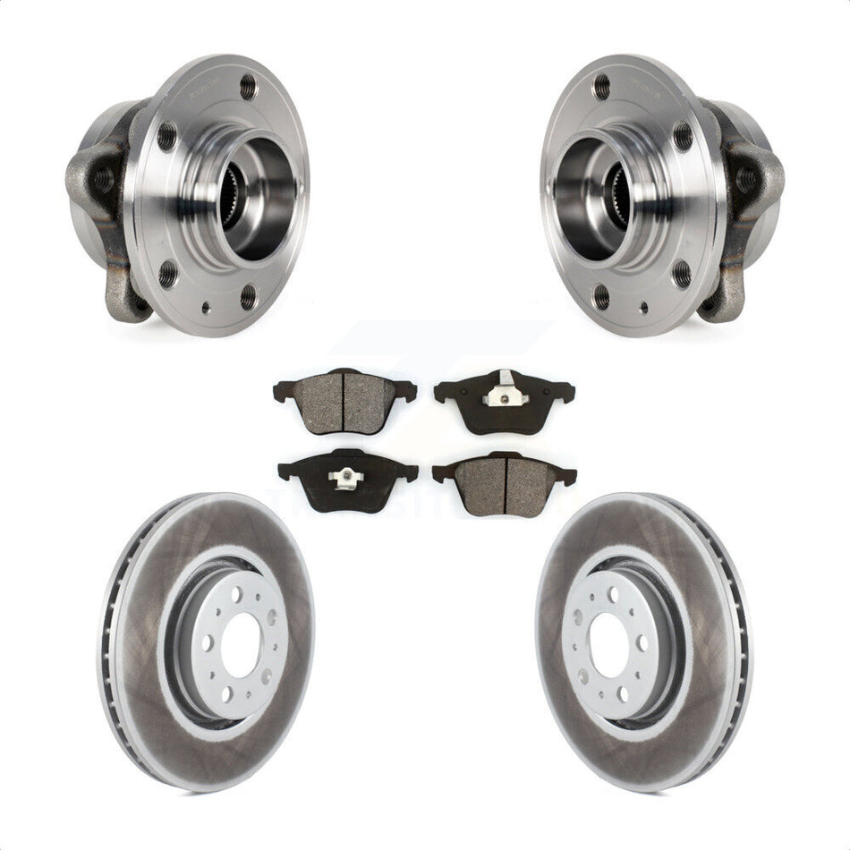 Front Hub Bearing Assembly With Coated Disc Brake Rotors And Semi-Metallic Pads Kit For 2008-2014 Volvo XC90 316mm Diameter Rotor KBB-113889