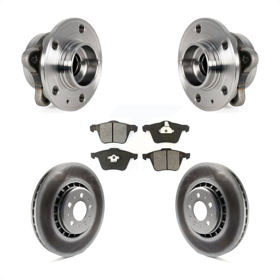 Front Hub Bearing Assembly With Coated Disc Brake Rotors And Semi-Metallic Pads Kit For 2008-2014 Volvo XC90 336mm Diameter Rotor KBB-113890