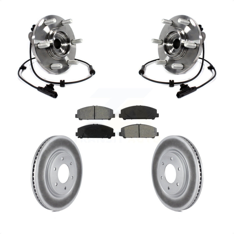 Front Hub Bearing Assembly With Coated Disc Brake Rotors And Semi-Metallic Pads Kit For INFINITI Nissan Armada QX80 QX56 KBB-113894