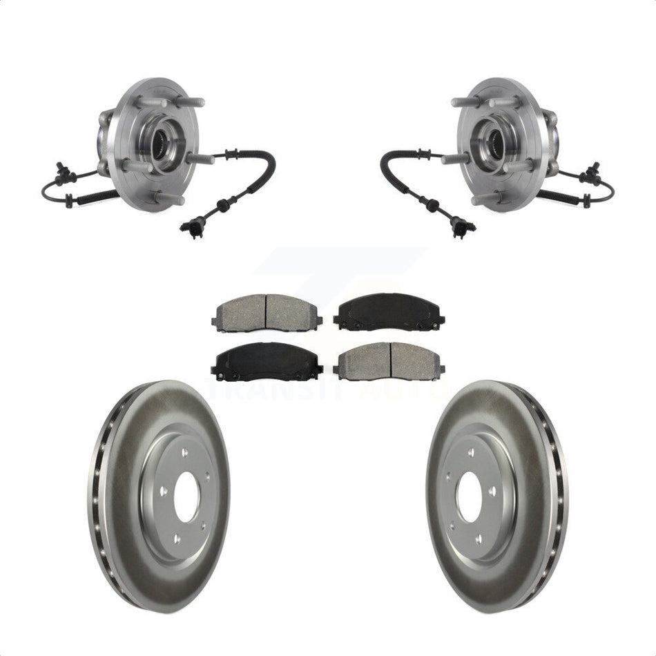 Front Hub Bearing Assembly With Coated Disc Brake Rotors And Semi-Metallic Pads Kit For Chrysler Pacifica Voyager Grand Caravan KBB-113897