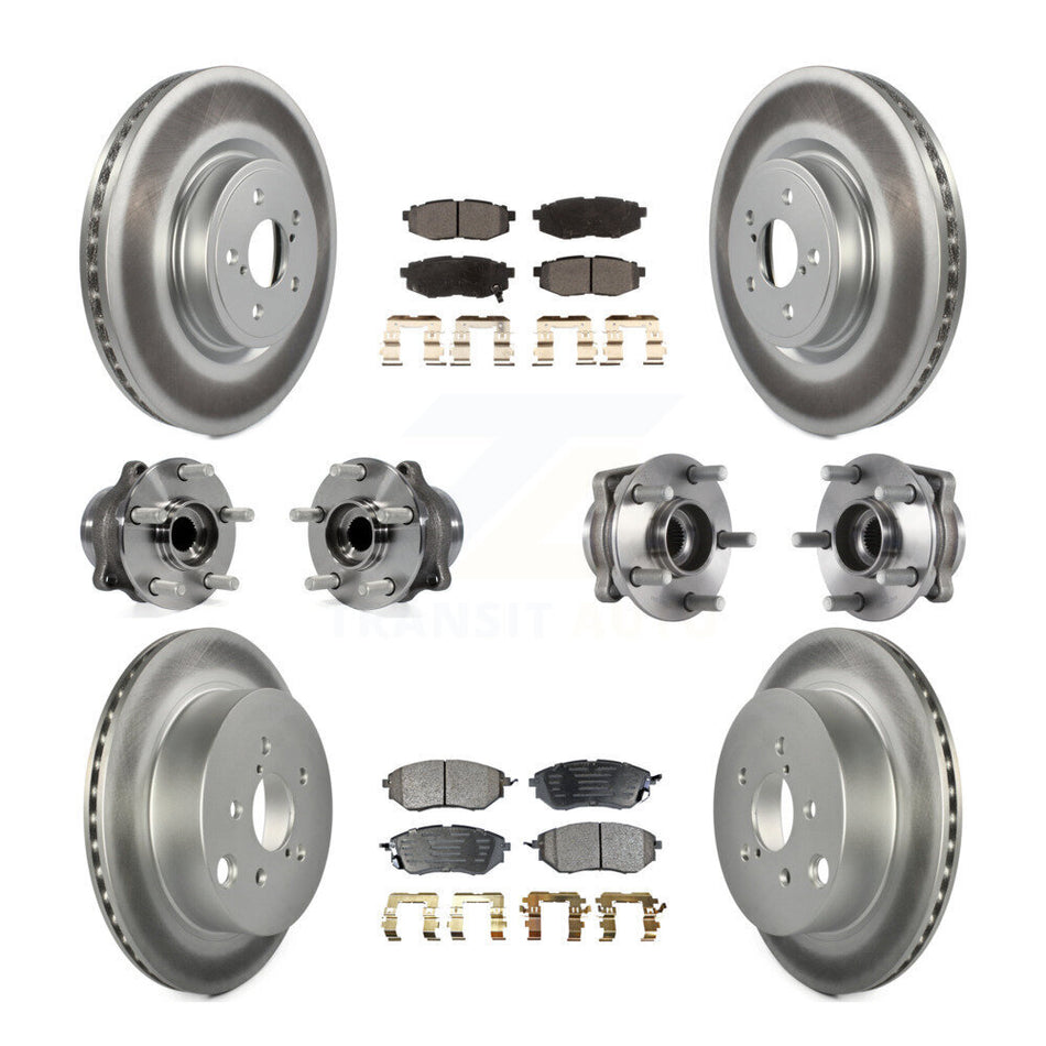 Front Rear Hub Bearings Assembly Coated Disc Brake Rotors And Ceramic Pads Kit (10Pc) For Subaru Forester 2.0L KBB-113931