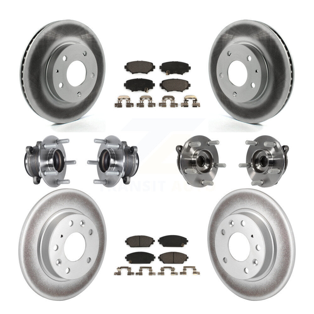Front Rear Hub Bearings Coated Disc Brake Rotors And Pads Kit (10Pc) For Mazda 3 Sport KBB-113933