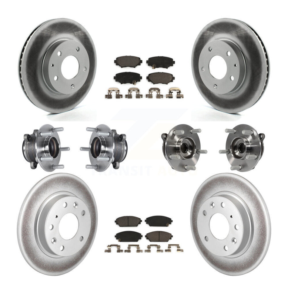 Front Rear Hub Bearings Coated Disc Brake Rotors And Pads Kit (10Pc) For Mazda 3 Sport KBB-113933