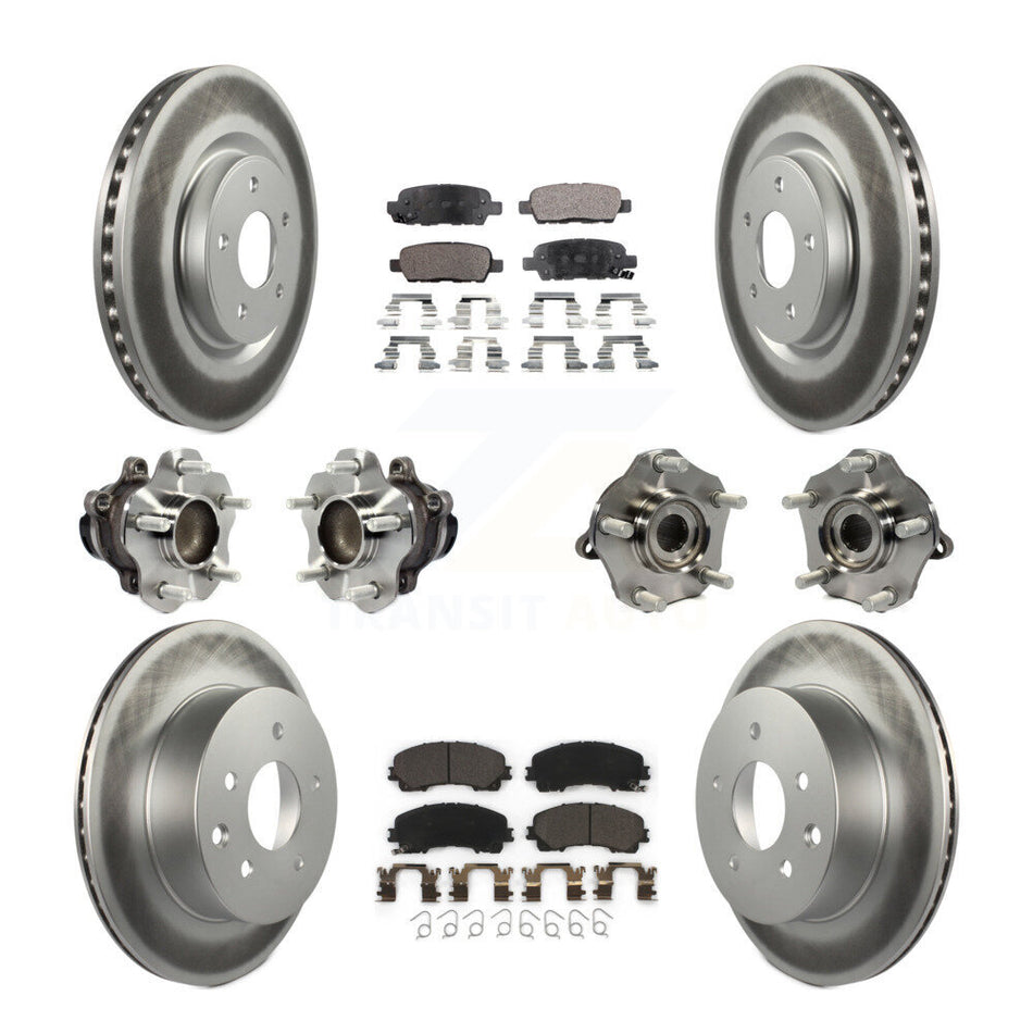 Front Rear Hub Bearings Assembly Coated Disc Brake Rotors And Ceramic Pads Kit (10Pc) For Nissan Rogue KBB-113935
