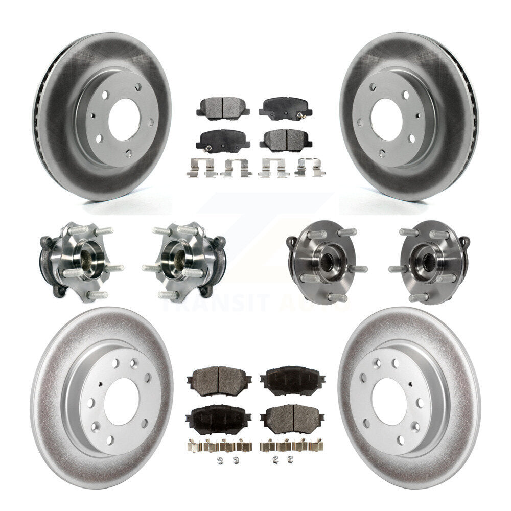 Front Rear Hub Bearings Coated Disc Brake Rotors And Pads Kit (10Pc) For Mazda 3 Sport KBB-113941