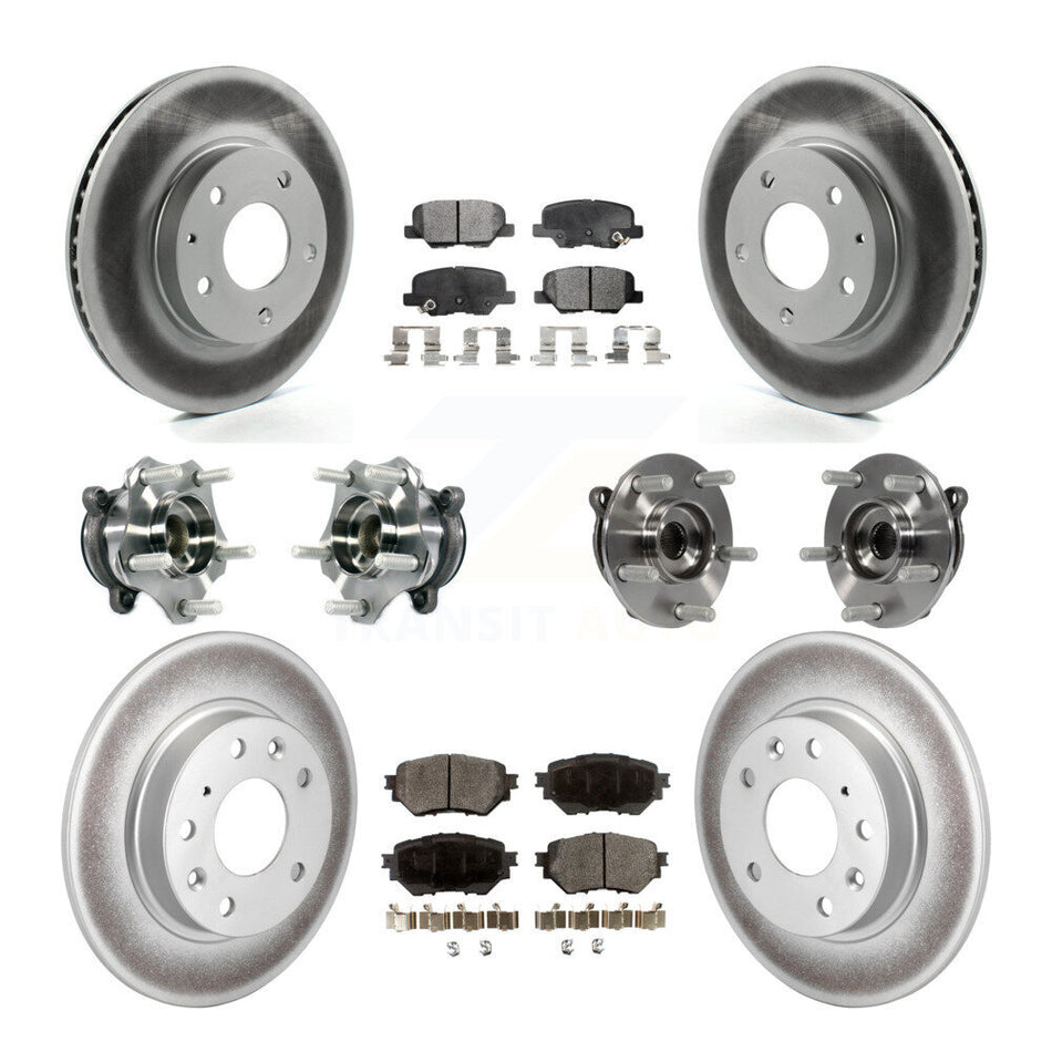 Front Rear Hub Bearings Coated Disc Brake Rotors And Pads Kit (10Pc) For Mazda 3 Sport KBB-113941