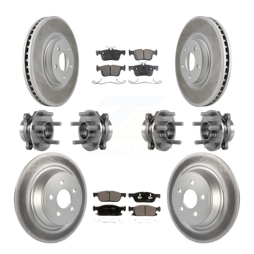 Front Rear Hub Bearing Coated Disc Brake Rotor Pad Kit (10Pc) For Lincoln Continental AWD KBB-113956