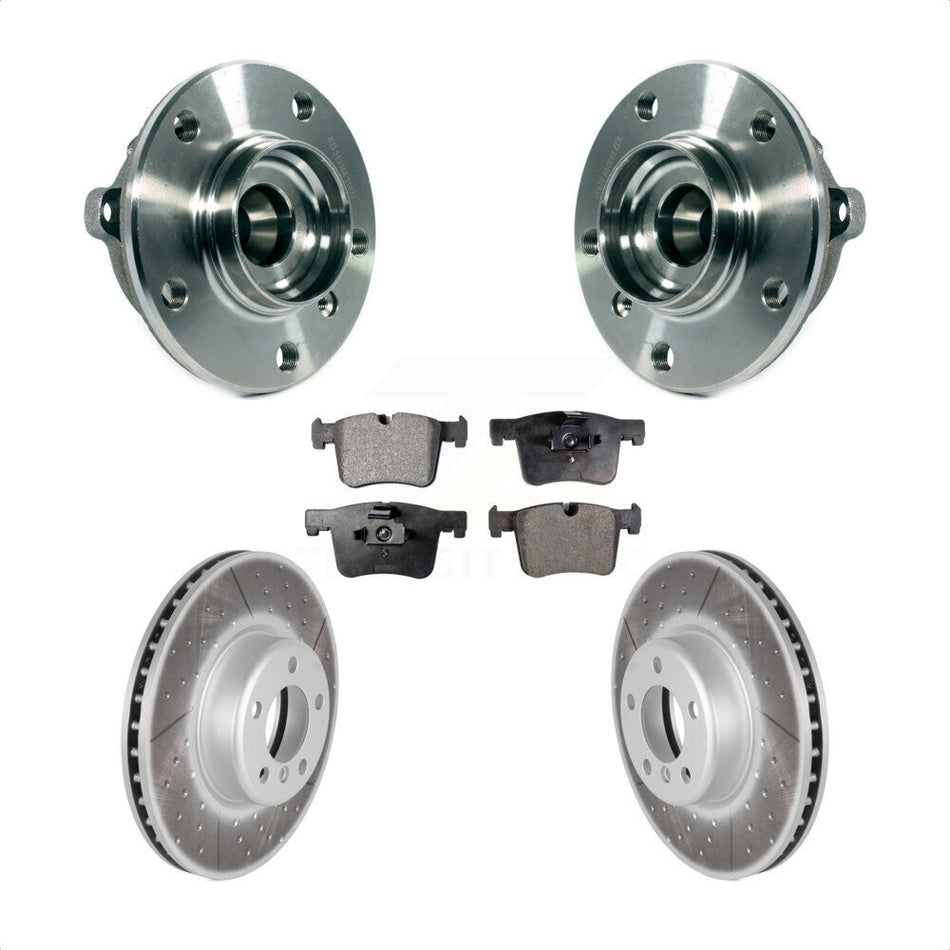 Front Hub Bearing Assembly With Coated Disc Brake Rotors And Ceramic Pads Kit For BMW 335i xDrive 328i GT 435i Gran Coupe KBB-113977