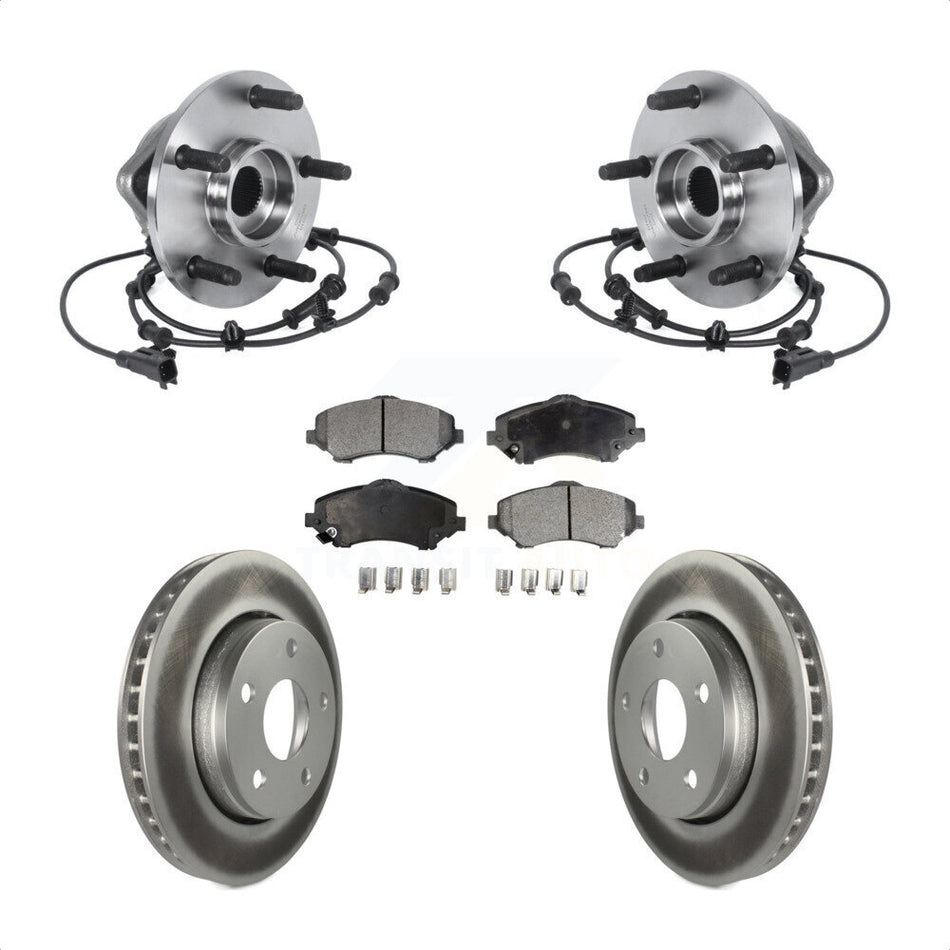 Front Hub Bearing Assembly Coated Disc Brake Rotor And Ceramic Pads Kit For Jeep Wrangler KBB-113979