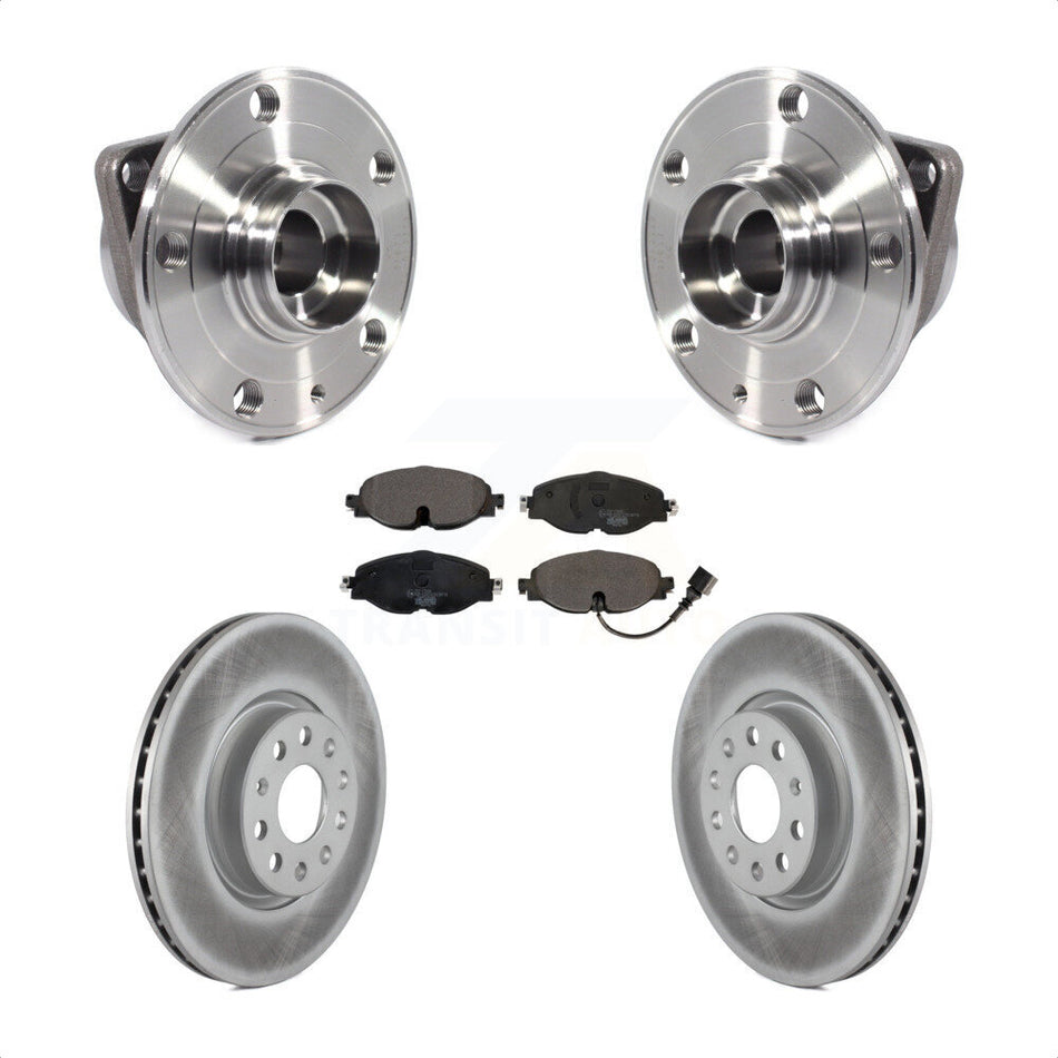 Front Hub Bearing Assembly With Coated Disc Brake Rotors And Ceramic Pads Kit For Volkswagen GTI Audi Golf Alltrack A3 Sportback e-tron TT Quattro KBB-113981