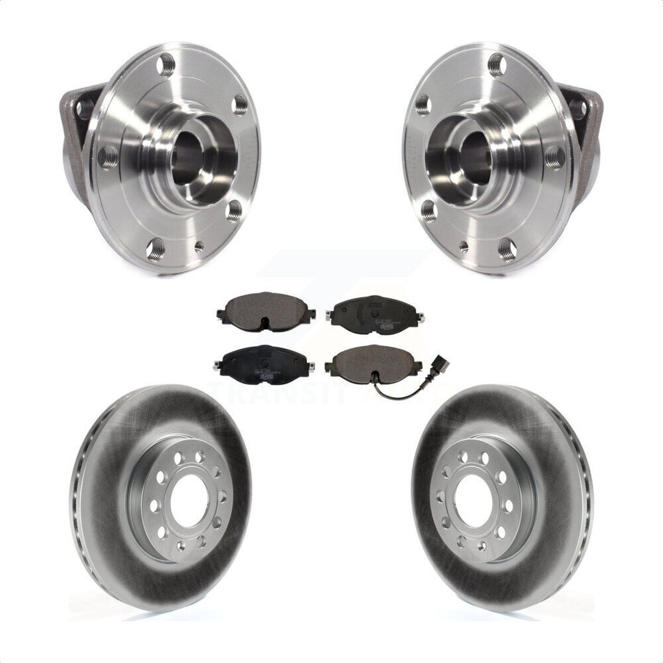 Front Hub Bearing Assembly With Coated Disc Brake Rotors And Ceramic Pads Kit For Volkswagen Jetta Golf SportWagen Audi A3 KBB-113982
