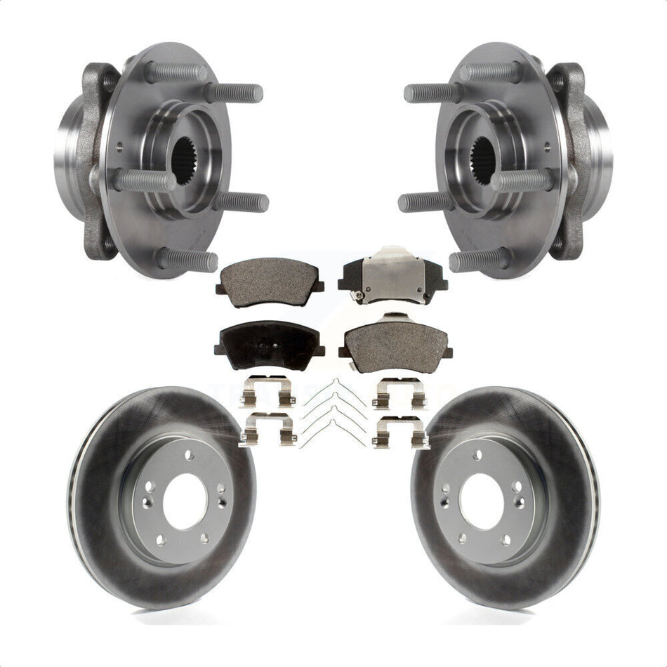 Front Hub Bearing Assembly With Coated Disc Brake Rotors And Ceramic Pads Kit For Hyundai Elantra KBB-113995