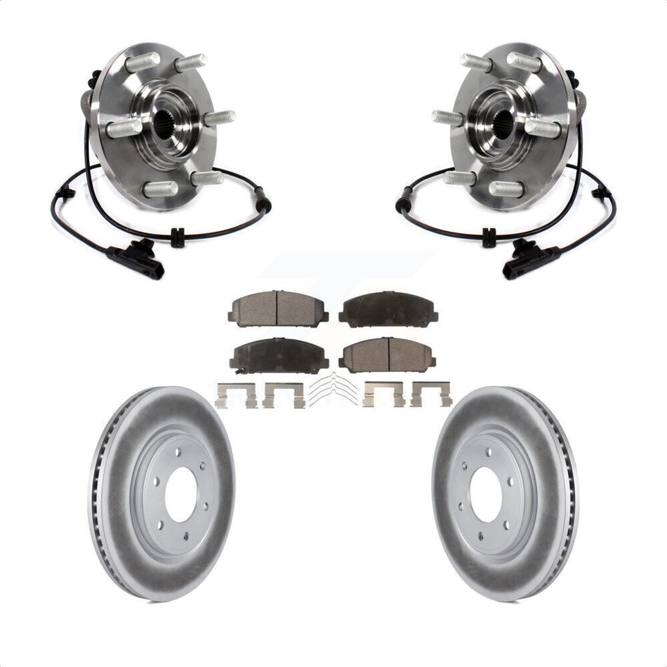Front Hub Bearing Assembly With Coated Disc Brake Rotors And Ceramic Pads Kit For INFINITI Nissan Armada QX80 QX56 KBB-114003