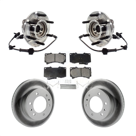 Front Hub Bearing Assembly Coated Disc Brake Rotor & Pads Kit For 2009-2010 Hummer H3T H3 KBB-114004
