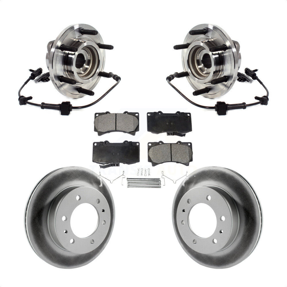 Front Hub Bearing Assembly Coated Disc Brake Rotor & Pads Kit For 2009-2010 Hummer H3T H3 KBB-114004