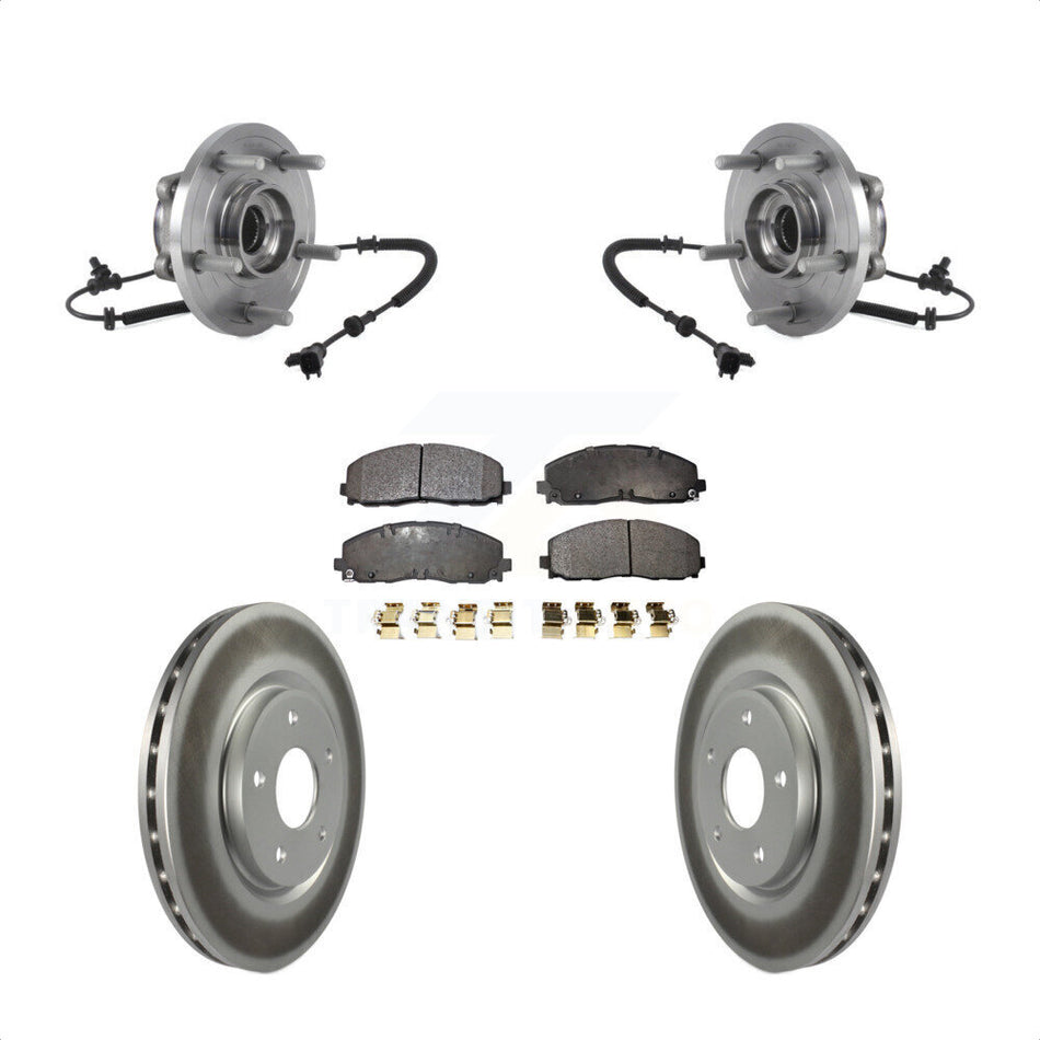 Front Hub Bearing Assembly With Coated Disc Brake Rotors And Ceramic Pads Kit For Chrysler Pacifica Voyager Grand Caravan KBB-114007