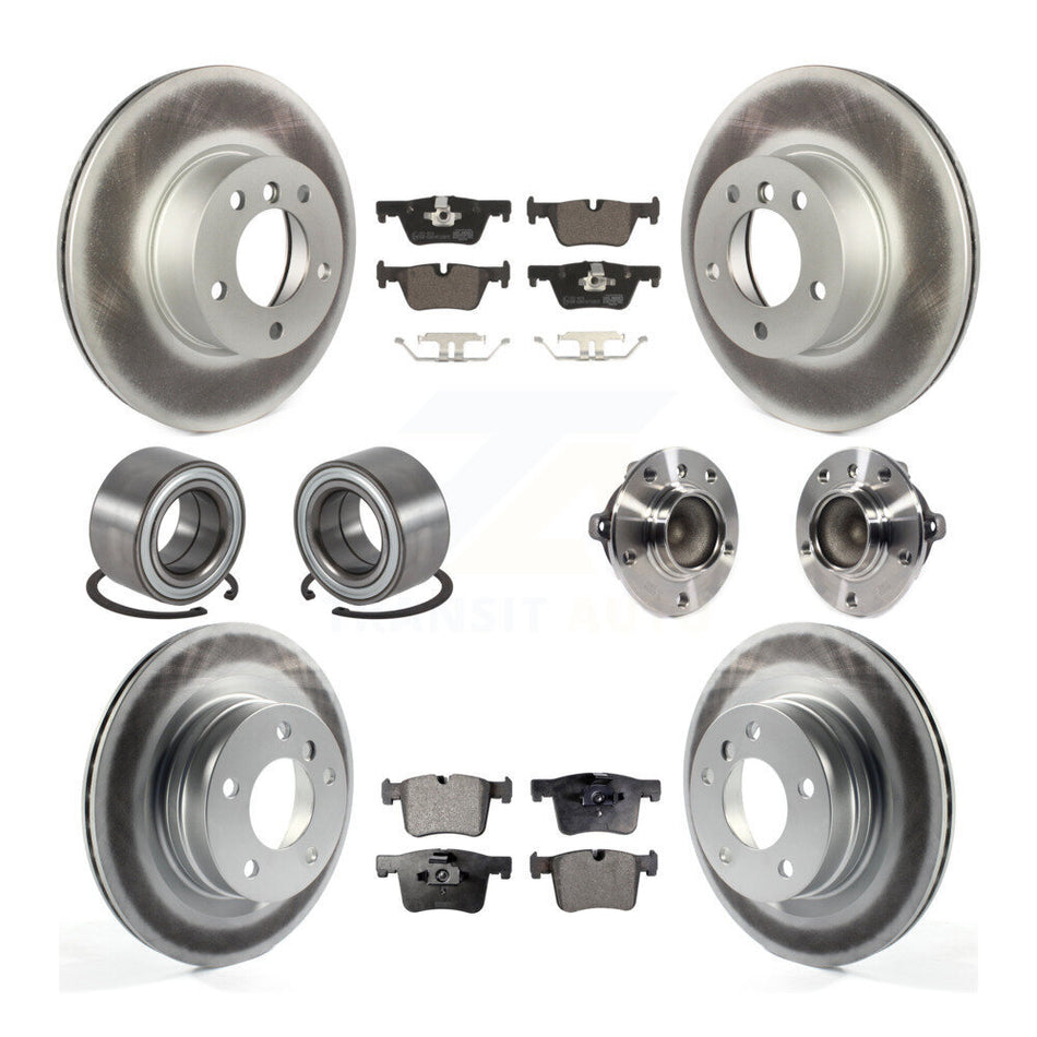Front Rear Wheel Hub Bearings Assembly Coated Disc Brake Rotors And Ceramic Pads Shoes Kit (10Pc) For BMW 328i 428i 228i 320i 328d KBB-114016