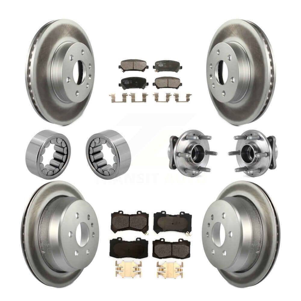 Front Rear Hub Bearing Coated Brake Rotor Pads Shoe Kit (10Pc) For Chevrolet Colorado GMC KBB-114042
