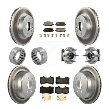 Front Rear Hub Bearing Coated Brake Rotor Pads Shoe Kit (10Pc) For Chevrolet Colorado GMC KBB-114042