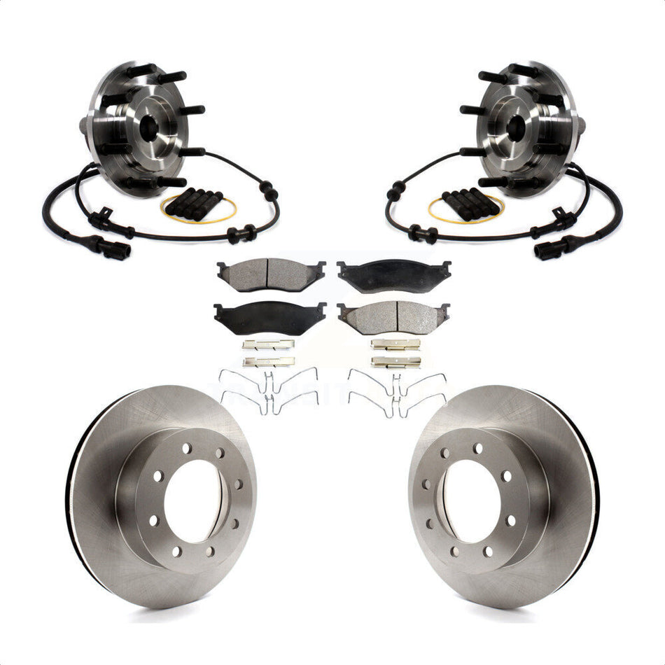 Front Hub Bearing Assembly With Disc Brake Rotors And Semi-Metallic Pads Kit For Ford F-550 Super Duty F-450 KBB-114082