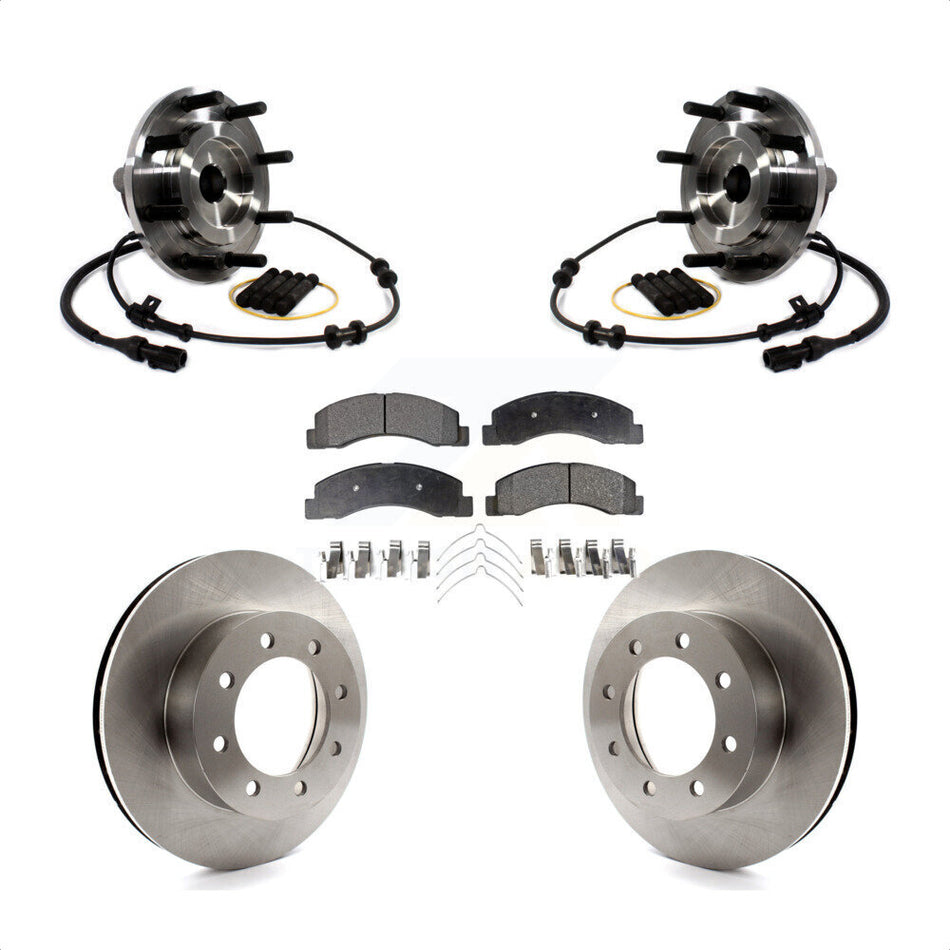 Front Hub Bearing Assembly With Disc Brake Rotors And Semi-Metallic Pads Kit For Ford F-250 Super Duty RWD KBB-114083
